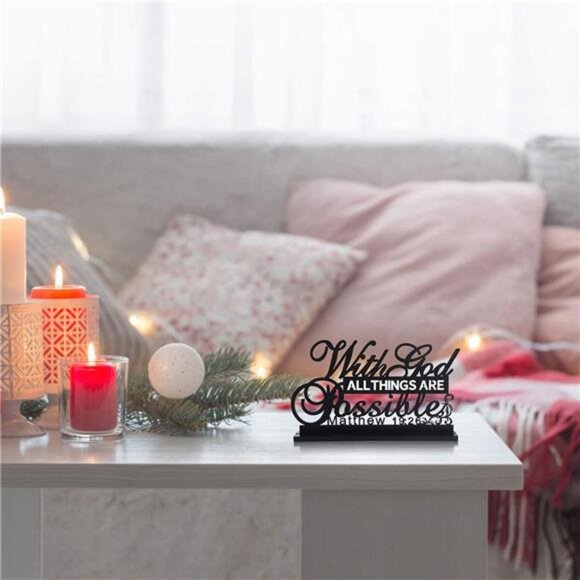 Inspirational Table Art with God All Things are Possible Positive Sign Home - Picture 4 of 7